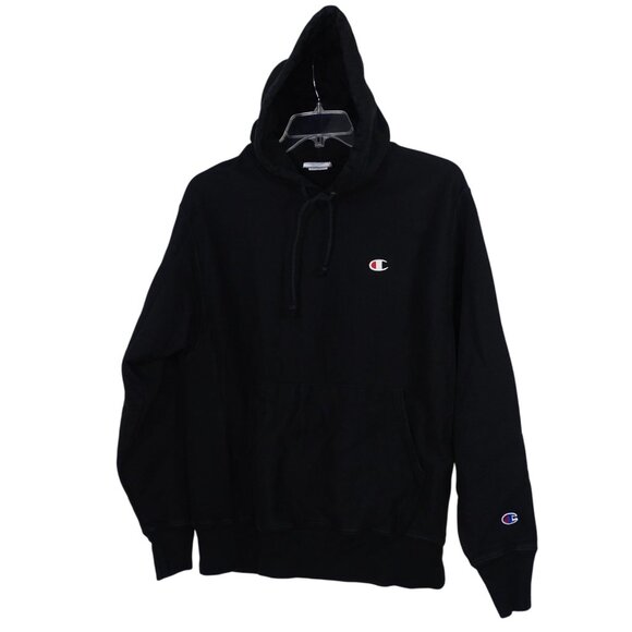 Champion Reverse Weave Black Pullover Hoodie Sweatshirt Men Size L - Picture 1 of 11